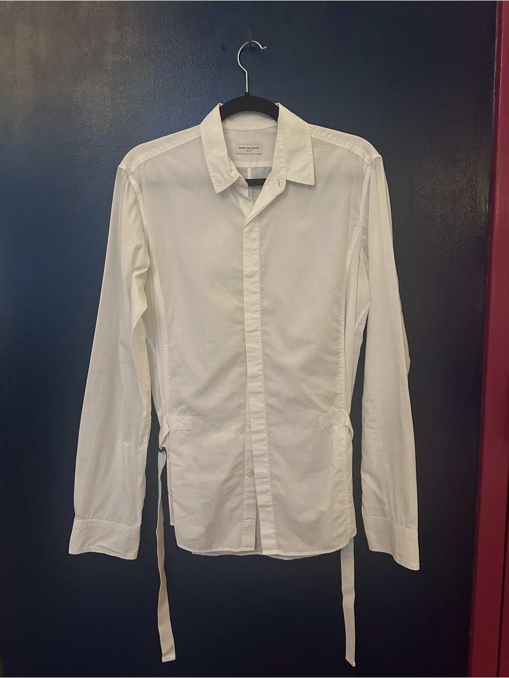 Dries Van Noten White Long-Sleeve Poplin Shirt